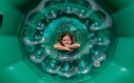 Inside the Zorbs at Hobbledown